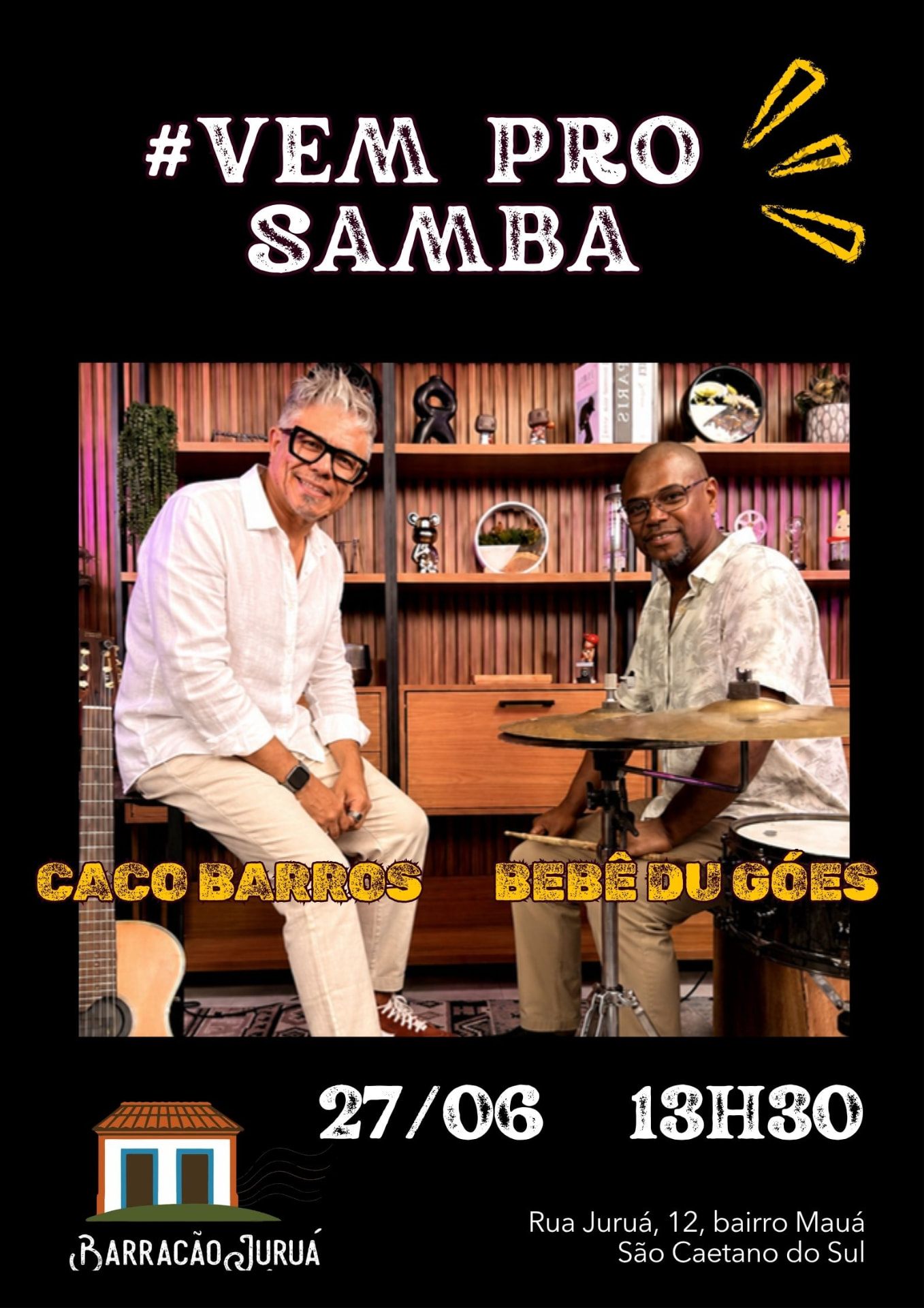 Flyer do evento Samba no Barracão
