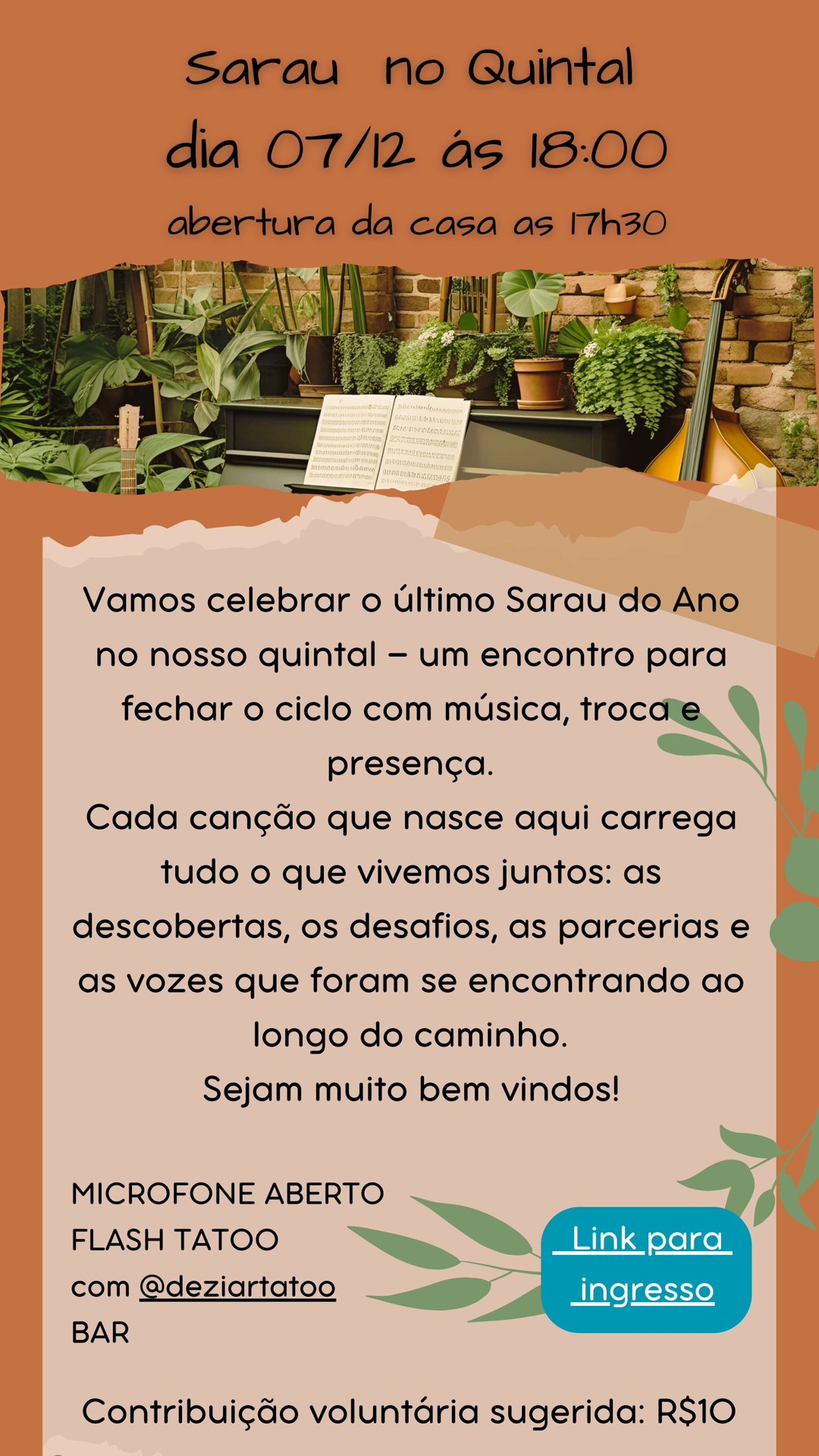 Flyer do evento Sarau no Quintal